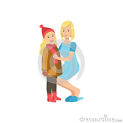 Mother And Child Going For Walk Together Illustration Vector Illustration