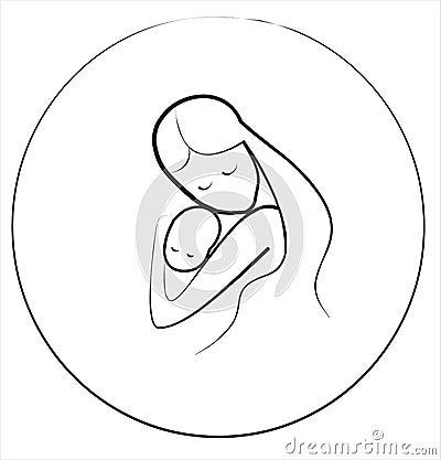 Mother And Child Icon In Circle Frame Stock Photo - Image: 17311140