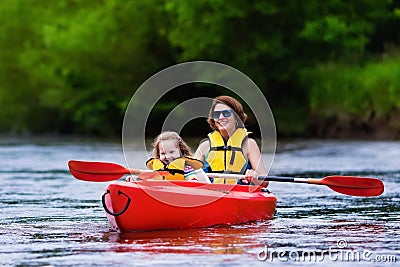 Mother and child in a kayak Stock Photo