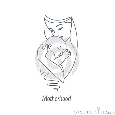 Mother and child lane logo. Vector Illustration