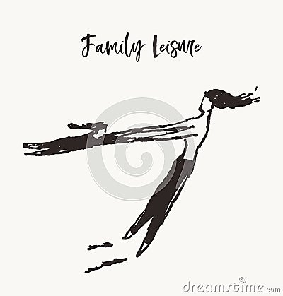 Mother child playing together Hand drawn vector Vector Illustration