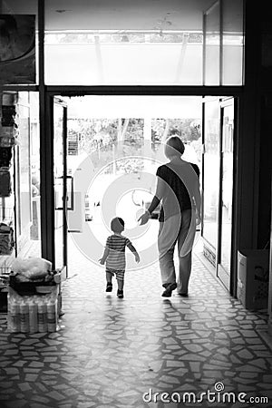 Mother and child walking Stock Photo