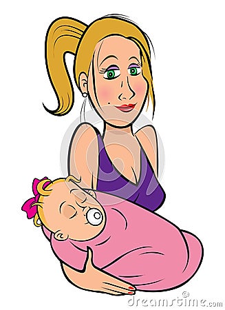Mother cradling a baby Vector Illustration