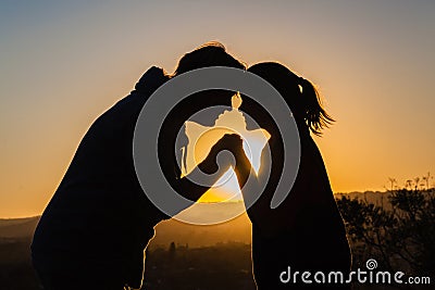 Mother Daughter Affections Happy Silhouetted Stock Photo