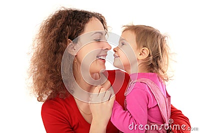 Mother with daughter fac-to-face Stock Photo