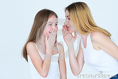 Mother daughter gossip family communication bff Stock Photo
