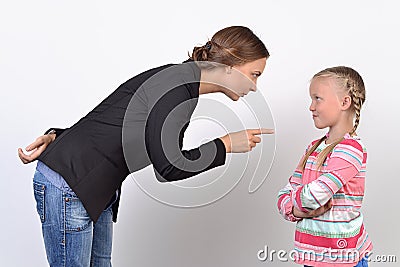 Mother and daughter having quarrel Stock Photo