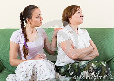 Mother and daughter after quarrel Stock Photo