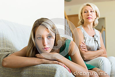 Mother and daughter after quarrel Stock Photo