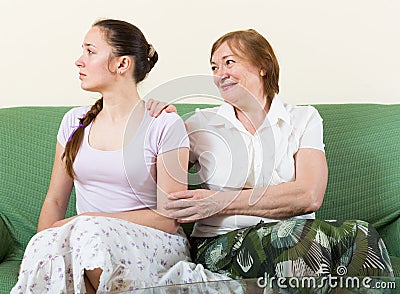 Mother and daughter after quarrel Stock Photo