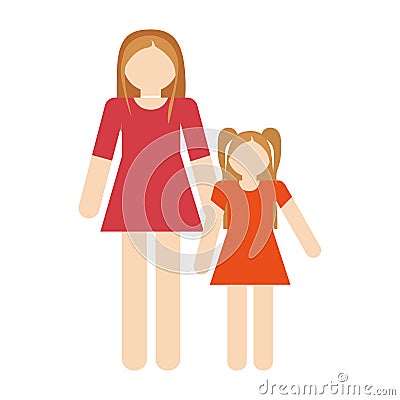 mother and daughter relation family Cartoon Illustration