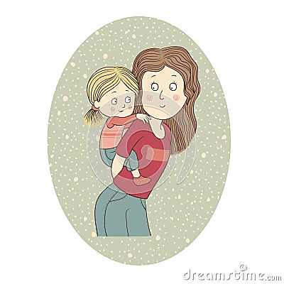 Mother and daughter Vector Illustration