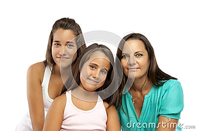 Mother and daughters isolated on white Stock Photo