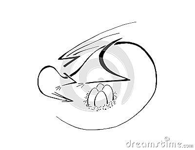 Mother Dragon, Stylized Line Art Stock Photo