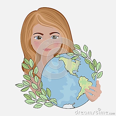 MOTHER EARTH AMERICA Planet Holiday Party Vector Illustration Stock Photo