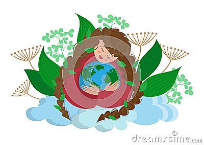 Mother Earth biodiversity. Nature environmental Day. International holiday banner. Persons care about ecology. World Cartoon Illustration