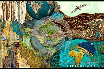 Mother earth concept. Woman careing our planet about environment. Biological diversity or protection of flora and fauna. Stock Photo