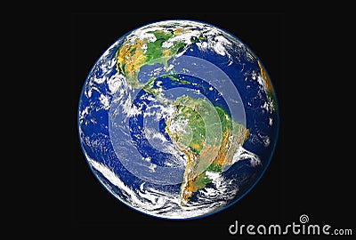 The mother Earth, from North and South America, isolated on a black background Elements of this image were furnished by NASA Stock Photo