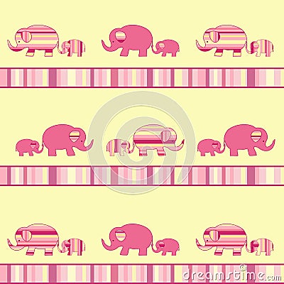 Mother elephant and baby elephant. Vector Illustration