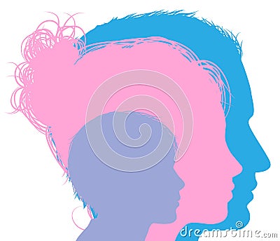 Mother father and child silhouettes Vector Illustration