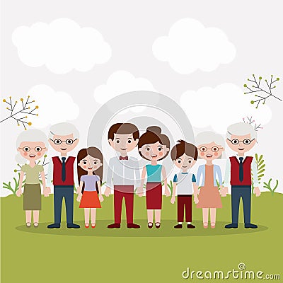 Mother father daughter son and grandparents designs Vector Illustration