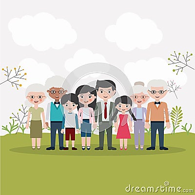 Mother father daughter son and grandparents designs Vector Illustration