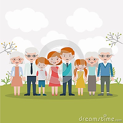 Mother father daughter son and grandparents designs Vector Illustration