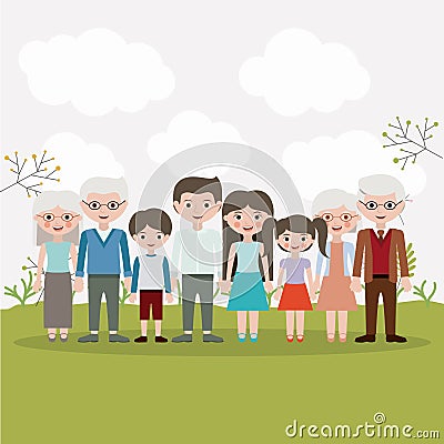 Mother father daughter son and grandparents designs Vector Illustration