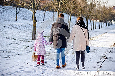 Mother father and daughter walking Editorial Stock Photo