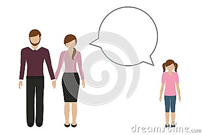 Mother and father talk to their daughter Vector Illustration