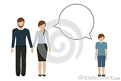 Mother and father talk to their son Vector Illustration