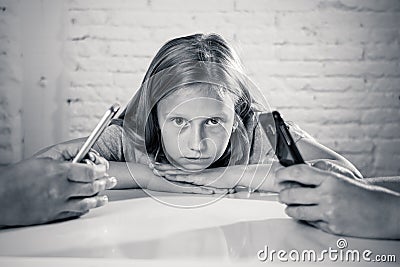 Parent mobile cell smart phone addiction neglecting child concept shoot Stock Photo