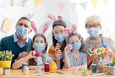 Happy family are preparing for Easter Stock Photo