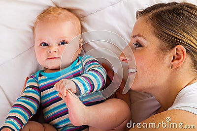Mother with happy and cute infant Stock Photo