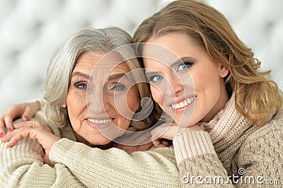 Mother and her adult daughter Stock Photo