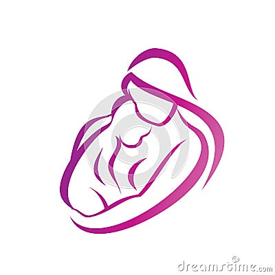 Mother and her baby silhouette Vector Illustration