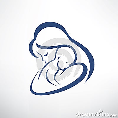 Mother and her baby silhouette Vector Illustration