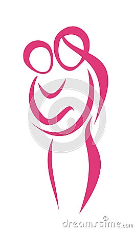 Mother and her baby symbol Vector Illustration