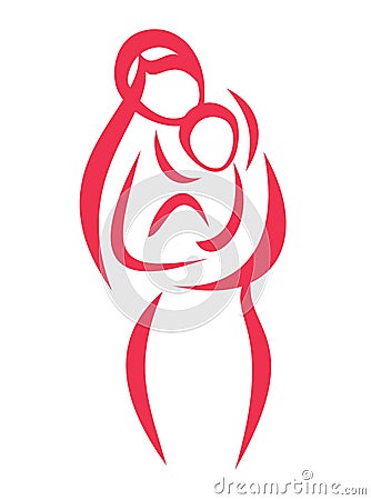 Mother and her baby symbol Vector Illustration