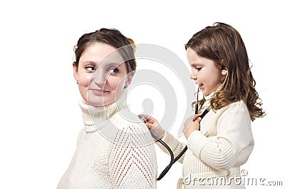 Mother and her little doctor. Stock Photo