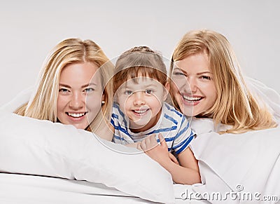Mother her sister and son Stock Photo
