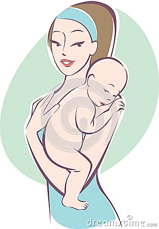 Mother holding a baby Vector Illustration