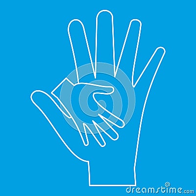 Mother holding baby hand icon, outline style Vector Illustration