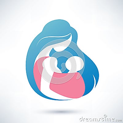 Mother holding baby in the sling Vector Illustration