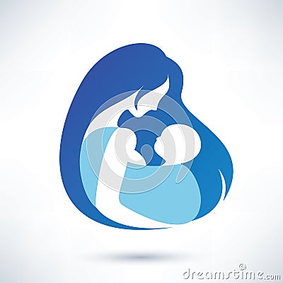 Mother holding baby in the sling Vector Illustration