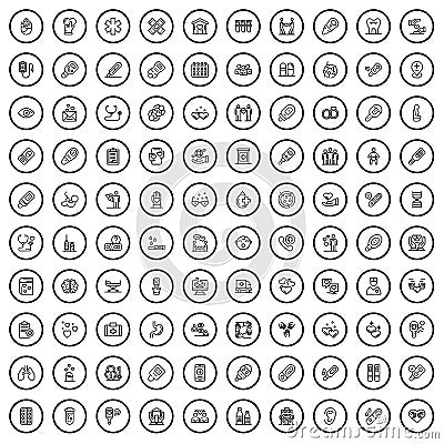 100 mother icons set, outline style Vector Illustration