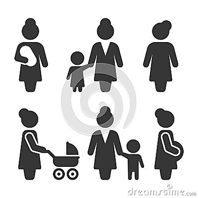 Mother Icons Set on White Background. Vector Vector Illustration