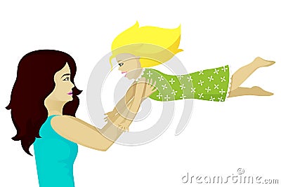 Mother keep happy daughter Vector Illustration