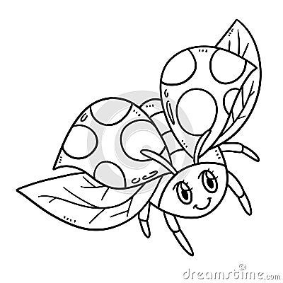 Mother Ladybug Isolated Coloring Page for Kids Vector Illustration