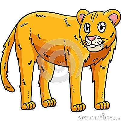 Mother Lion Cartoon Colored Clipart Illustration Vector Illustration